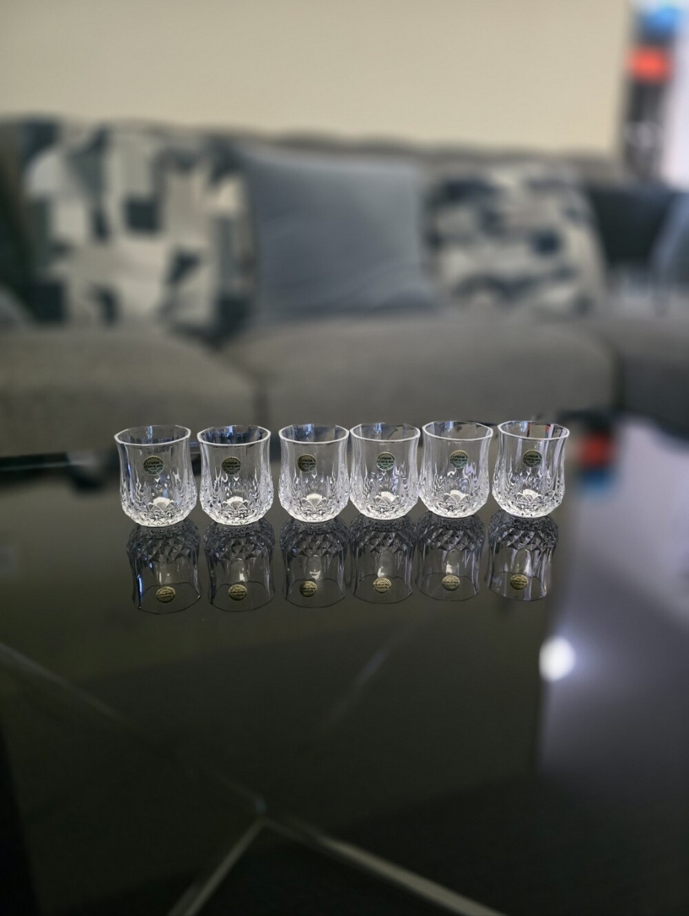 Set of 6 Cristal d’Arques Longchamp 24% Lead Crystal Shot Glasses France NWT